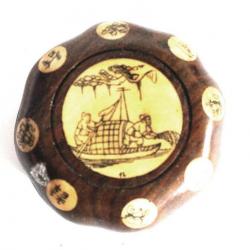 Boussole astrologique bois asiatique bateau de pêcheur