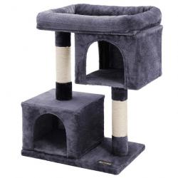 Arbre à chat colonne en sisal pour aiguiser les griffes 2 niches luxueuses maison de jeu meubles po