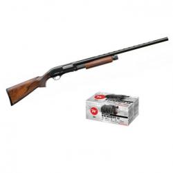Pack Fusil à pompe Yildiz S71 Wood calibre 12/76 + 10 Cartouches Chevrotine - Livraison Offerte