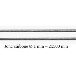 Jonc tige carbone -  Ø 1 mm - longueur 500 mm - 2 pièces