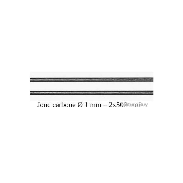 Jonc tige carbone -   1 mm - longueur 500 mm - 2 pices