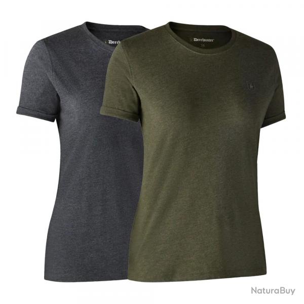 Lot De 2 Tee Shirt Femme Deerhunter Adventure Green Melange
