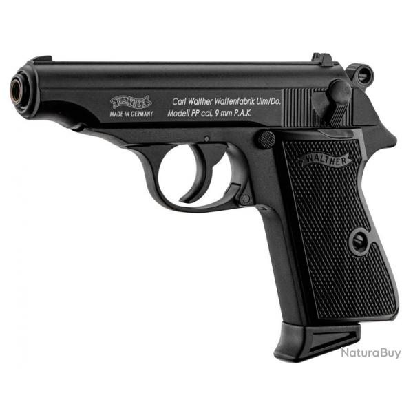 Pistolet 9 mm  blanc Walther PP noir