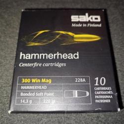 Boîte de 10 Munitions SAKO Hammerhead 300 Win Mag 220 Gr