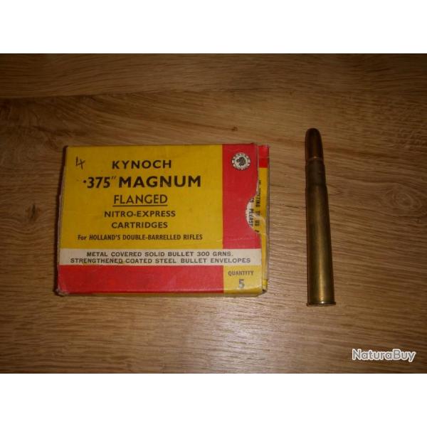 ancienne boite KYNOCH de 1 cartouches de 375 FLANGED MAGNUM  balle blinde  de 300 grains