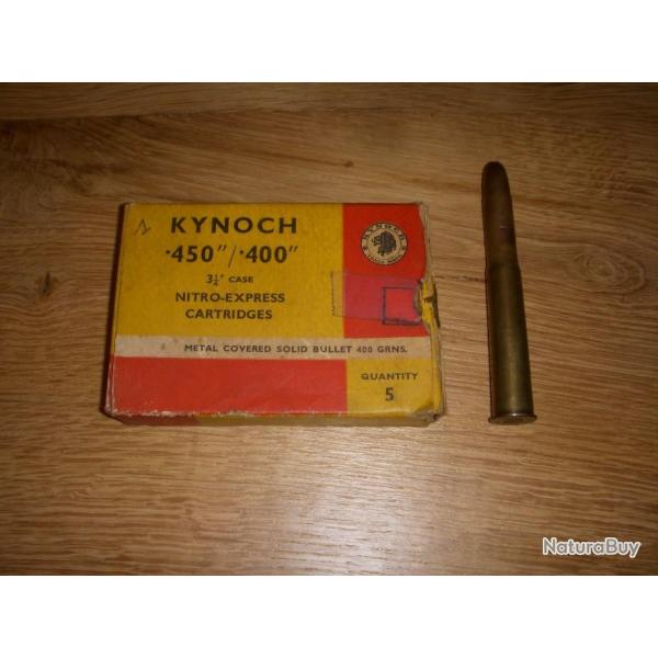 ancienne boite KYNOCH de 1 cartouche .450"/.400" 3-1/4" NITRO EXPRESS  balle blinde  de 400 grains