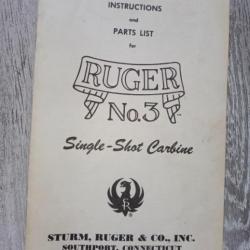 livre manuel d'utilisation ruger n°3 single shot, instruction and parts list for ruger n°3 single sh