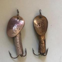 2 cuillère PRESKA or et argent n 1 .2 cm pêche carnassier occasion collection