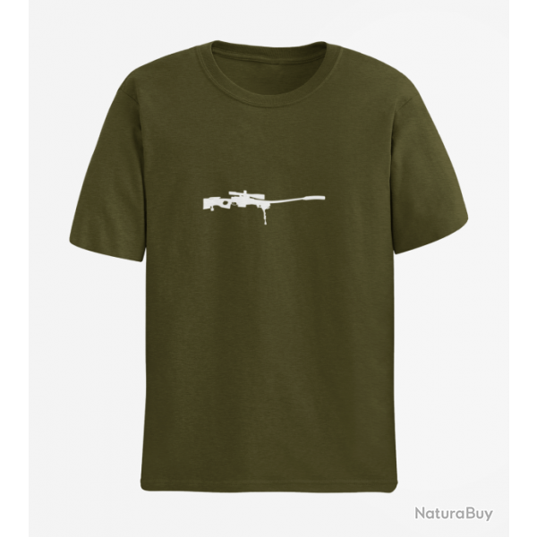 T shirt ARME Fusil Sniper Army Blanc