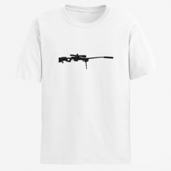 T shirt ARME Fusil Sniper Blanc