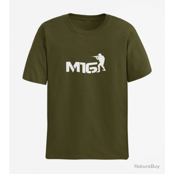 T shirt ARME M16 3 Army Blanc