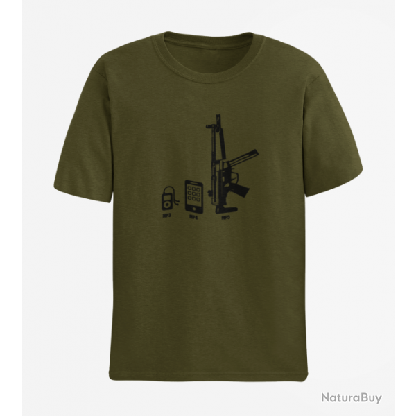 T shirt MP3 MP4 MP5 Army Noir