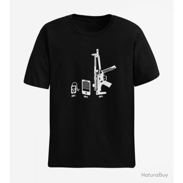 T shirt MP3 MP4 MP5 Noir