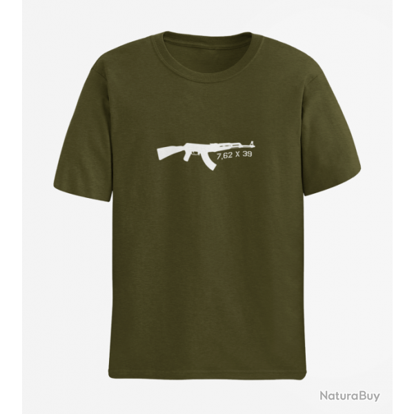 T shirt AK 7.62x39 Army Blanc