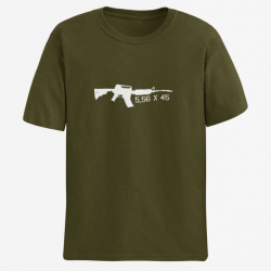 T shirt AR15 M16 M4 5.56x45 Army Blanc