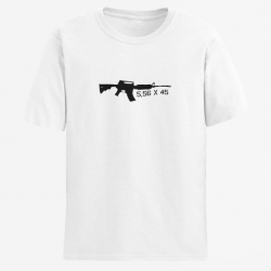 T shirt AR15 M16 M4 5.56x45 Blanc