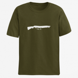 T shirt Fusil à pompe Calibre 12 Army Blanc