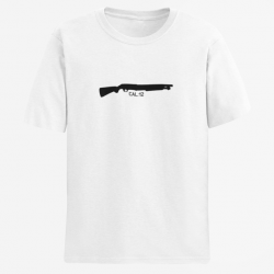 T shirt Fusil à pompe Calibre 12 Blanc