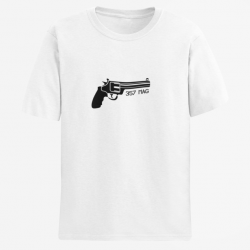 T shirt Revolver 357 mag Blanc