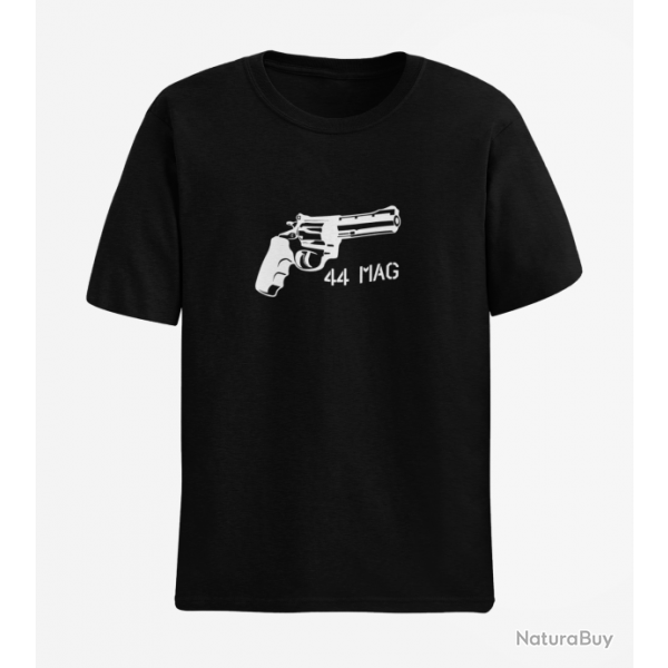 T shirt Revolver 44 mag Noir