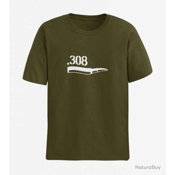 T shirt CARTOUCHE 308win Army Blanc