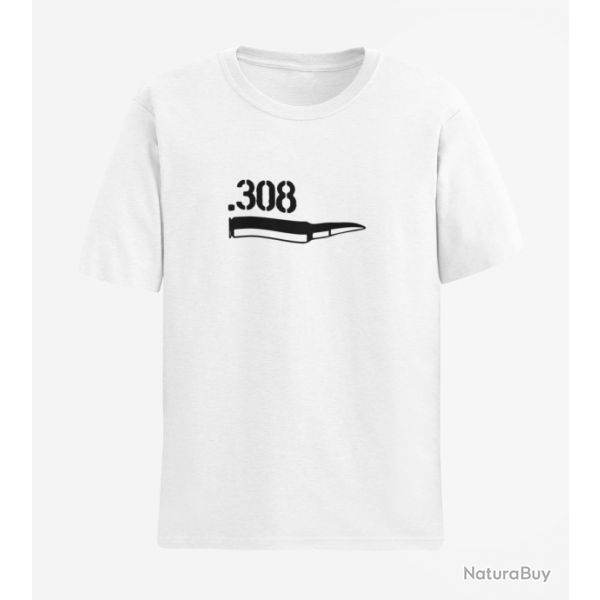 T shirt CARTOUCHE 308win Blanc