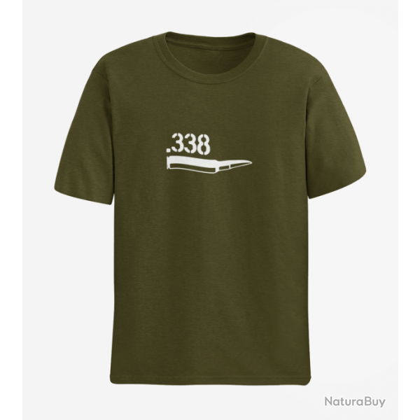 T shirt CARTOUCHE 338 Lapua Magnum Army Blanc