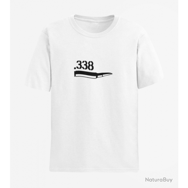 T shirt CARTOUCHE 338 Lapua Magnum Blanc