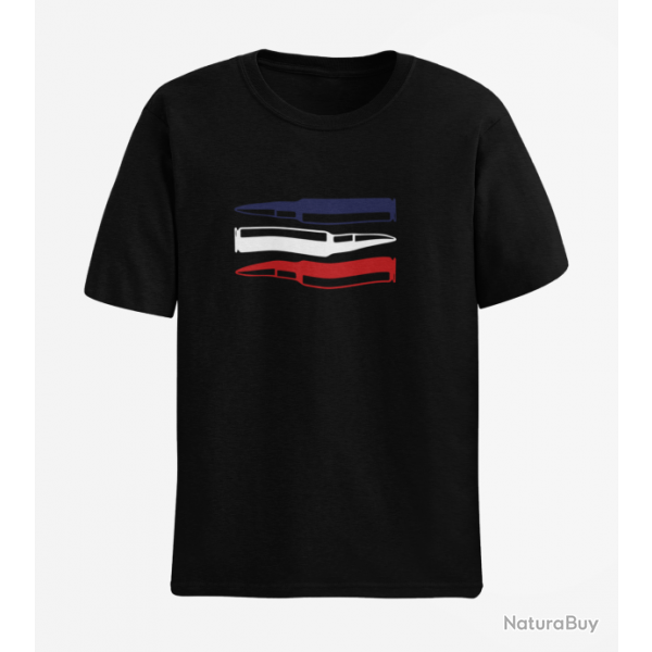 T shirt CARTOUCHES Drapeau Franais Noir