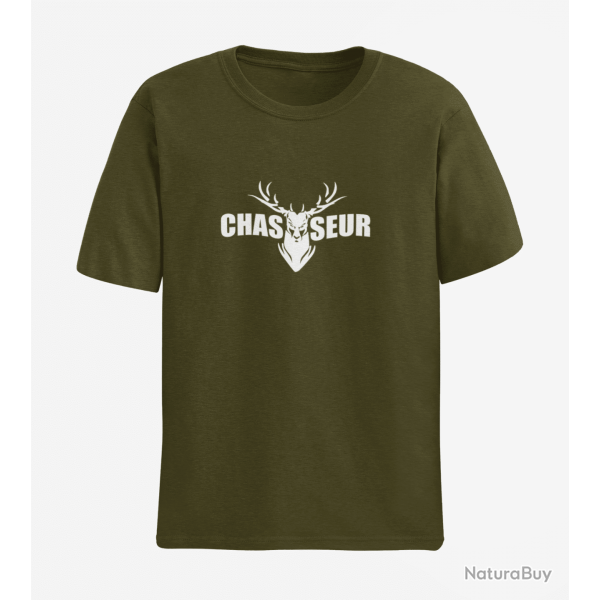 T shirt CHASSE Tte de Cerf Army Blanc
