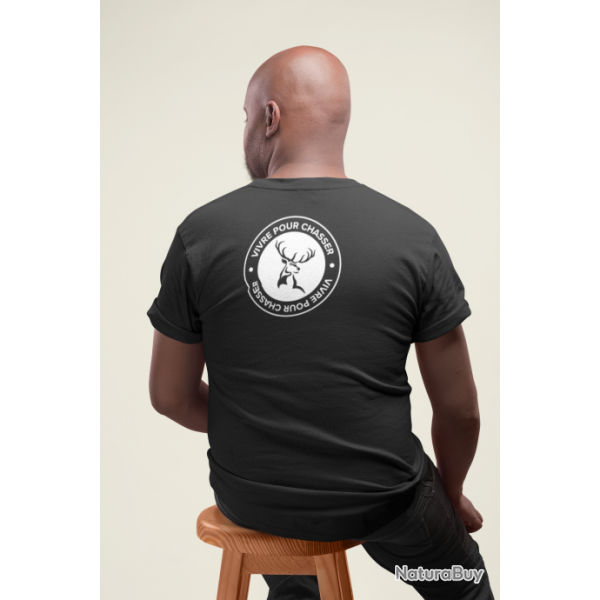 T shirt CHASSE Vivre pour chasser Army Blanc