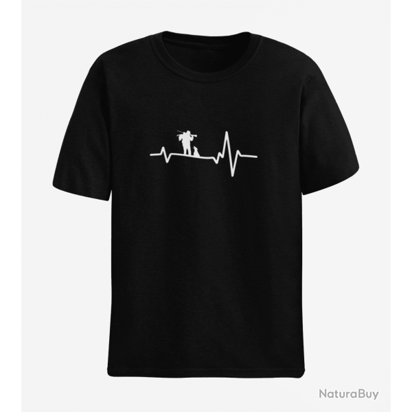 T shirt CHASSE Battement de Coeur Noir