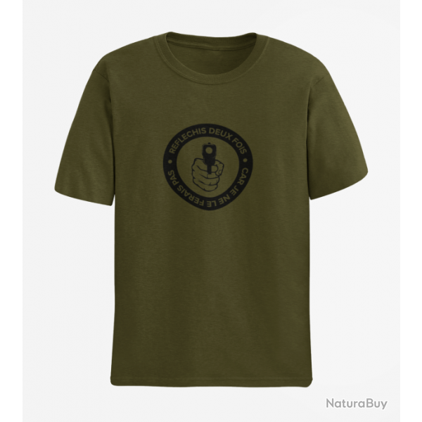 T shirt HOME DEFENSE Rflchis deux fois Army Noir