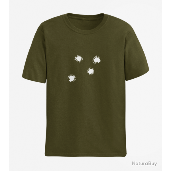 T shirt IMPACTS DE BALLES Army Blanc