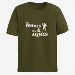 T shirt DES FEMMES DES ARMES Army Blanc