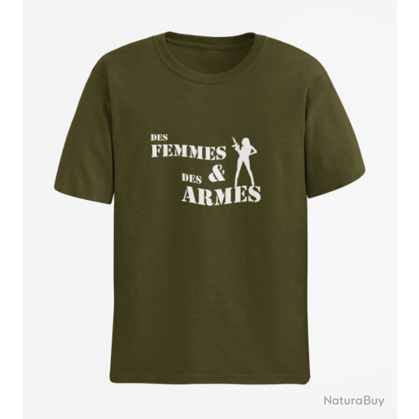 T shirt DES FEMMES DES ARMES Army Blanc