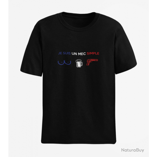 T SHIRT HUMOUR Je suis un mec simple Patriote Noir