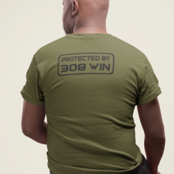 T shirt PROTECTED BY 308 win Dos Army Noir