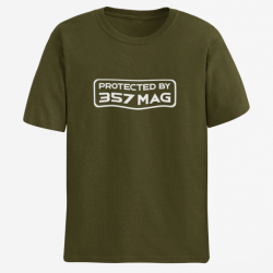 T shirt PROTECTED BY 357 MAG Army Blanc