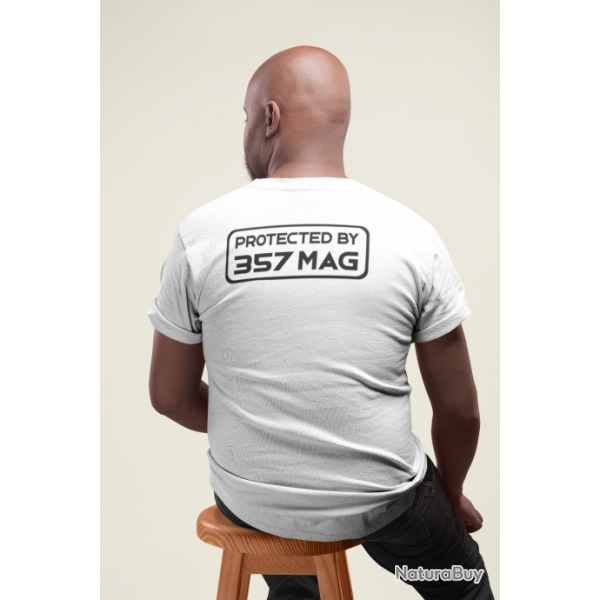 T shirt PROTECTED BY 357 MAG Dos Blanc