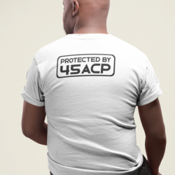T shirt PROTECTED BY 45 ACP Dos Blanc