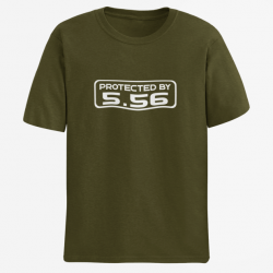 T shirt PROTECTED BY 5.56 Army Blanc