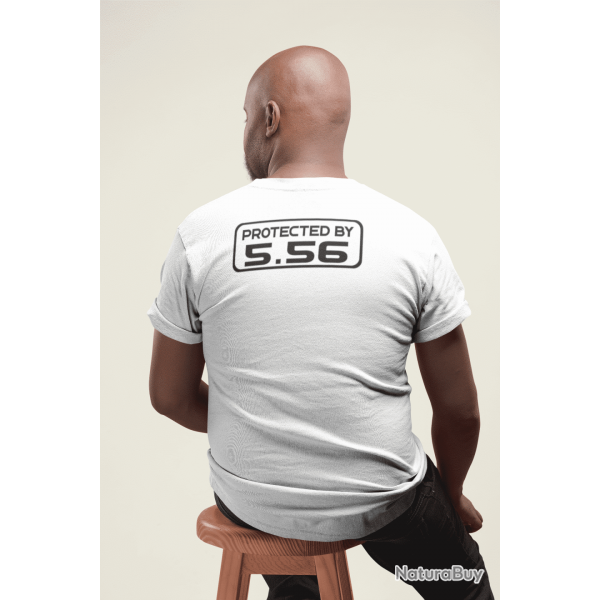 T shirt PROTECTED BY 5.56 Dos Blanc
