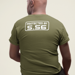 T shirt PROTECTED BY 5.56 Dos Army Blanc