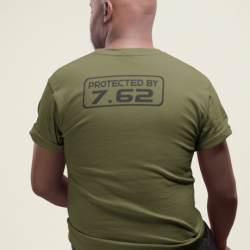 T shirt PROTECTED BY 7.62 Army Blanc