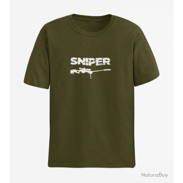 T shirt SNIPER ARME Army Blanc