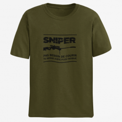 T shirt SNIPER Pas Besoin De Courir Army Noir