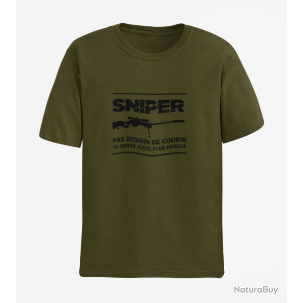 T shirt SNIPER Pas Besoin De Courir Army Noir