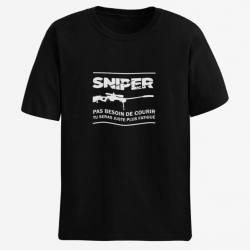 T shirt SNIPER Pas Besoin De Courir Noir