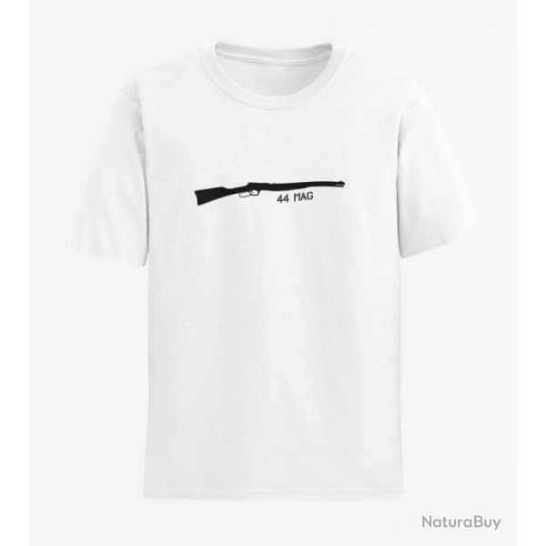 T shirt Armes Carabine  levier sous garde 44 mag Blanc